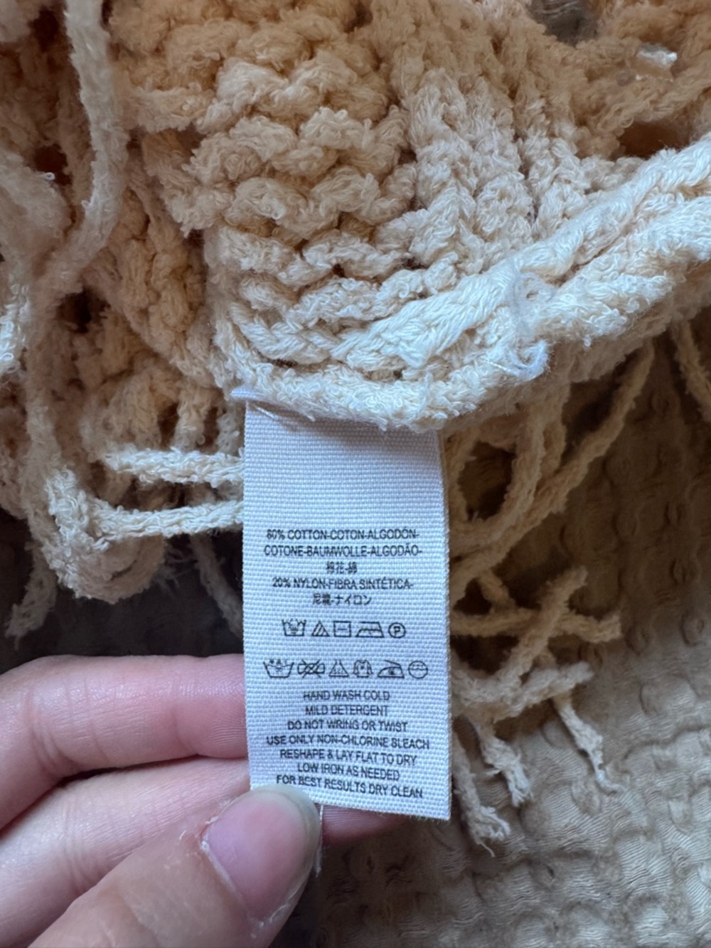 Free People Higher Love Crochet Fringe Sweater Boho Cream Open Knit Festival XS - Picture 8 of 9